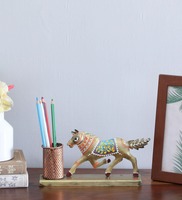 Horse Multicolour Metal Pen Stand, By Decorum