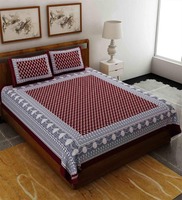 Maroon Traditional 120 TC 100% Cotton Queen Bedsheet With 2 Pillow Covers, By UniqChoice