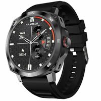 HAMMER Fit Pro 1.43" Super AMOLED Display Smart Watch Round Dial with Bluetooth Calling, Metallic Build, Always on Display, Multi Sports Modes (Black)