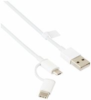 MI 2-in-1 USB Type C Cable (Micro USB to Type C) 30cm for Smartphone, Headphone, Laptop (White)
