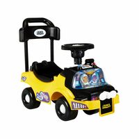 Amazon Brand - Jam & Honey Ride-On for Kids | Music and Lights | Rear Pulling Handle | Safe Fun Ride (Black and Yellow)