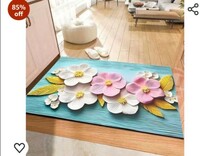  Voltonix Bathroom Mat,Door mat Door Mat, Rubber Non-Slip Quick Dry Rugs Fit Under Door Super Absorbent Thin Fashion Washable Oval Floor Bath Mat for Bathroom, Bathtub, Shower and Sink (1, Sunflower) 