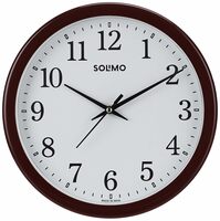 Amazon Brand - Solimo Round Wall Clock | Wooden Look | Plastic | 10 Inch | Brown