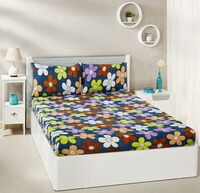 Amazon Brand - Solimo Polycotton Floral Magic Double Bedsheet with 2 Pillow Cover, Multicolor, 95 GSM