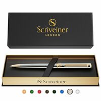 Scriveiner Chrome Ballpoint Pen – Stunning Award-Winning Luxury Pen, Schmidt Black Refill