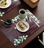 Ethnic motif Brown PVC 12 Pcs Placemat and Coasters, By Ambbi Collections 