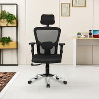 SAVYA HOME Beatle High Back Ergonomic Office Chair with 3D Adjustable Arms, Synchronous 3 Position Tilt Lock Mechanism and 2D Lumbar Support (Ergonomic Meshback, Black, Qty-1,DIY)