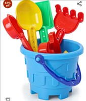 Jo Baby Sand Game Castle Building Plastic Beach Toy Set for Kids Summer Fun Creative Activity Playset& Gardening Tool with Accessories & Bucket-Pack of 7 Pcs

