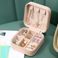 wolpin Jewellery Organiser PU Leather Zipper Portable Storage Box Case with Dividers Container