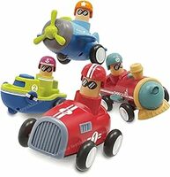 Toyshine Pack of 4 Toy Cars Push and Go Play Set Friction Powered Car Pull Back Vehicles Transport Tools Gifts 