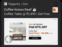 Pepperfry Coffee-licious Deal of the Day: Kosmo Harmony Coffee Table in Natural Teak Finish, By Spacewood