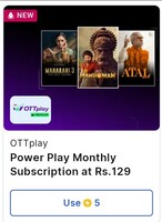 Flipkart- Power Play Monthly Subscription of OTTplay at Rs.129 for 5 supercoins