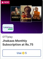 Flipkart-Jhakaas Monthly Subscription of OTTplay at Rs.75 claim using 5 supercoins 