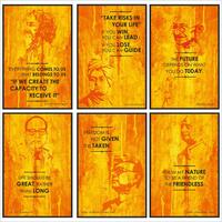 VantageKart Freedom Fighter Inspirational Motivational Self Adhesive Wall Posters For Home & Office Decor (Paper, 12x18-inch, Orange) - Set of 6 @ 119/-