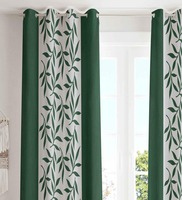 Green Floral Polyester 7 Ft Semisheer Eyelet Door Curtains (Set of 2), By ERIC LONDON