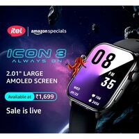 itel ICON-3 Smartwatch with Single chip BT Calling, 2.01" AMOLED Display, 500 Nits Brightness, Functional Crown, IP67 Waterproof, 150+ Watch Faces, 24Hr Health Monitor (Dark Chrome)