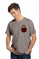 Red Puppy Pocket Graphic Printed T-Shirt for Men | Regular Fit T-Shirts for Men | Round Neck Men’s Tshirt | Unisex Cotton Blend Stylish Tees for Men and Boys | T Shirt & Tee Combo
