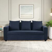 FURNY Livino 3 Seater Fabric Sofa Set in (Blue)