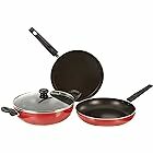 Butterfly Rapid Non Stick Cookware 3 Pcs Set Induction Base,Aluminium, Red
