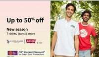  New Season T-shirts Jeans & More Upto 50% off Brands Like Levis US Polo & More +  Bank Offers