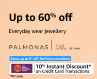 Everyday Wear Jewellery Upto 60% Off + 10% Instant Discount on AU Bank Credit Card Transactions