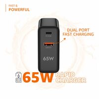 Amazon Basics 65W Compact Wall Charger, Dual Port Pd Qc3.0 with USB-C and USB-A Charging Adapter