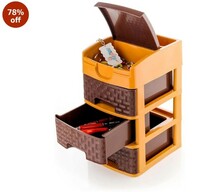  Primelife Multipurpose Plastic Drawer System Organizer Rack & Storage Drower (20 * 17 * 29 cm) - Small Size (3 XL - Dark Brown) 