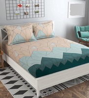 Multicolor Abstract 160 TC Microfibre Queen Sized Bedsheet with 2 Pillow Covers, By Alliance 