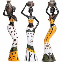  Xtore Beautiful Finish Uniquely Hand Crafted Home Dcor African Tribal Women Art Piece - (Set of 3, Multicolour)
