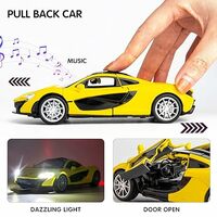 VARIYA ENTERPRISE Exclusive Alloy Metal Pull Back Die-cast Car 1/32 MCLAREAN P1 Diecast Metal Pullback Toy car with Openable Doors, Light Music Boys Gifts Toy Yellow 