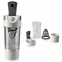 Lifelong Protein Shaker|100% Leakproof Stylish Protein Shaker Bottle with Extra Compartment|BPA Free Sipper Bottle|Gym Bottle for Protein- 500ml (LLSHB03, White),Plastic