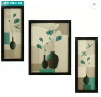 Indianara FLORAL WITHOUT GLASS Digital Reprint 13 inch x 10 inch Painting  (With Frame, Pack of 3)