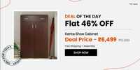 Pepperfry Deal of the Day - Kenta Shoe Cabinet in Columbia Walnut Finish, By Mintwud from pepperfry