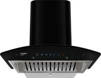 Crompton CHD-ISC60BFE-EC Auto Clean Curved Glass 60 cm| Free Installation| Intelli Auto Clean| Low Noise Wall Mounted Chimney  (Black 1417 CMH)