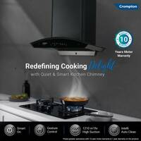Crompton CHD-SSC60FLE-MBL Auto Clean Curved Glass 60 cm| Low Noise Wall Mounted Chimney  (Midnight Black 1210 CMH)