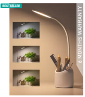 WEIRD WOLF 3 Colour Mode Rechargeable, Flexible Gooseneck LED Study/Desk Table Lamp  (35 cm, White)