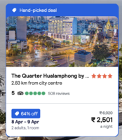 Save up to 64% on Hotel Booking at Bangkok