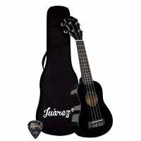 Juarez JRZ23UK/NA 23" Concert Size Ukulele Kit, Natural Brown (21 INCH, Black Gloss)