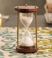 Flash Sale - White Brass And Wood Sand Timer 4" @ Re 1 + Shipping