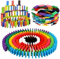 VGRASSP 120 PCS Super Domino Blocks, 12 Colors Bulk Wooden Dominoes 