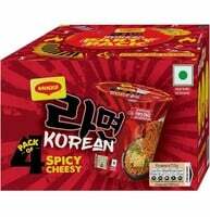 MAGGI Korean Spicy Cheesy Noodles, Instant Cuppa Noodles with Seasoning, Korean Cheesy Meets Fiery Chilli, 286 grams (Pack of 4) 
