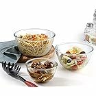CELLO Ornella Toughened Glass Mixing Bowl Without Lid | Microwave Safe & Dishwasher Safe | Clear & Non- Porous Glass | Scratch Resistant | Transparent | (500ml, 1000ml, 1500ml), Set of 3