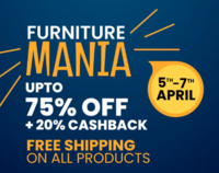 Pepperfry Furniture Mania Sale - Upto 75% Off + 20% cashback + Free Shipping (5-7 April) 