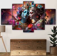 SAF Radha krishna Paintings for Wall Decoration - Set Of Five