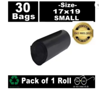 Pack Of 30  (30Bag ) SAISWAR Black Dustbin Covers 100% Biodegradable 7 L -17x19 inch(Pack of 1,30 Pcs,Small) Small 7 L Garbage Bag Pack Of 30  (30Bag )
