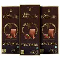 (Pack of 3) Cadbury Bournville Rich Cocoa 70% Dark Chocolate Bar, 3 x 80 g