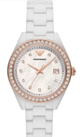 Emporio Armani Women Analog White dial White Colored Strap Ceremic Watch AR70007 