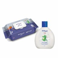 Bumtum Baby Gentle 99% Pure Water Wet Wipes with Lid - 72 Pcs.(Pack of 1) & Baby Body Wash (200 ML) Combo