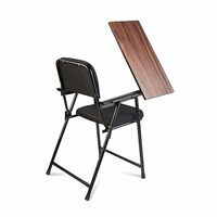 CELLBELL C62 Contemporary Metal Ergonomic Design Sturdiness Folding Study Chair with Cushion and Writing Pad (Black)