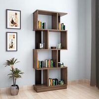 '@home by Nilkamal Checkers Engineered Wood 4 Tier Open Book Shelf | 1 Year Warranty | Book Shelf for Home Library, Book Shelf for Home, Book Shelf for Wall, Book Rack, Book Stand, 8 Shelves (Classic Walnut)